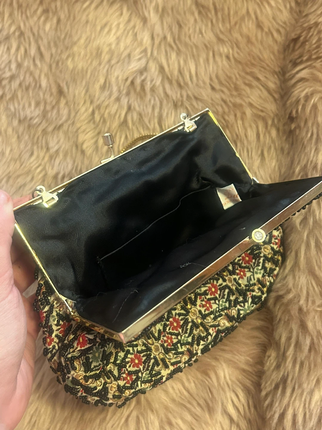 1950 WALBORG HONG KONG FLORAL BEADED CLUTCH PURSE - photo 5