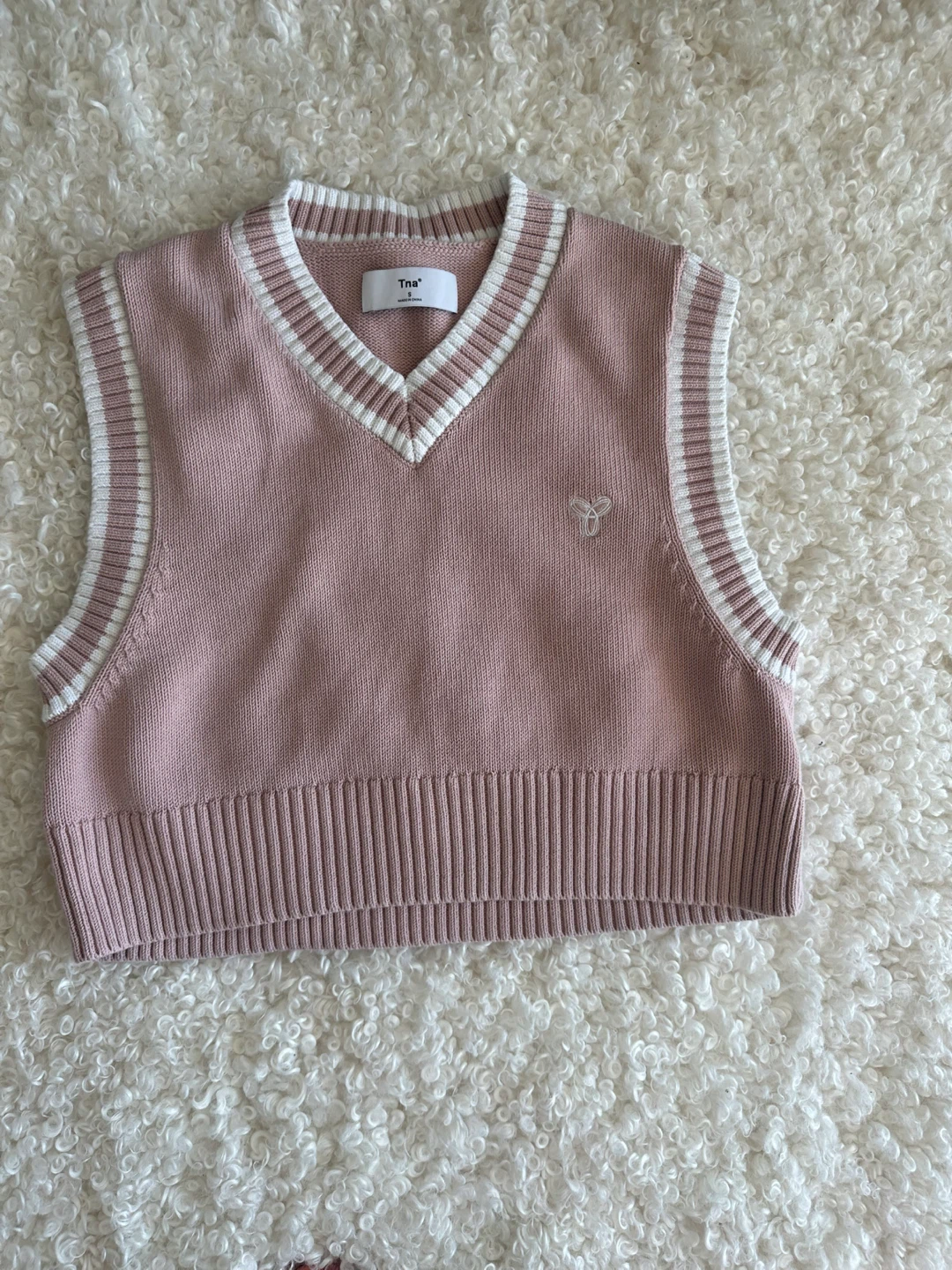 Tna Pink V-Neck Knit Vest - Size S