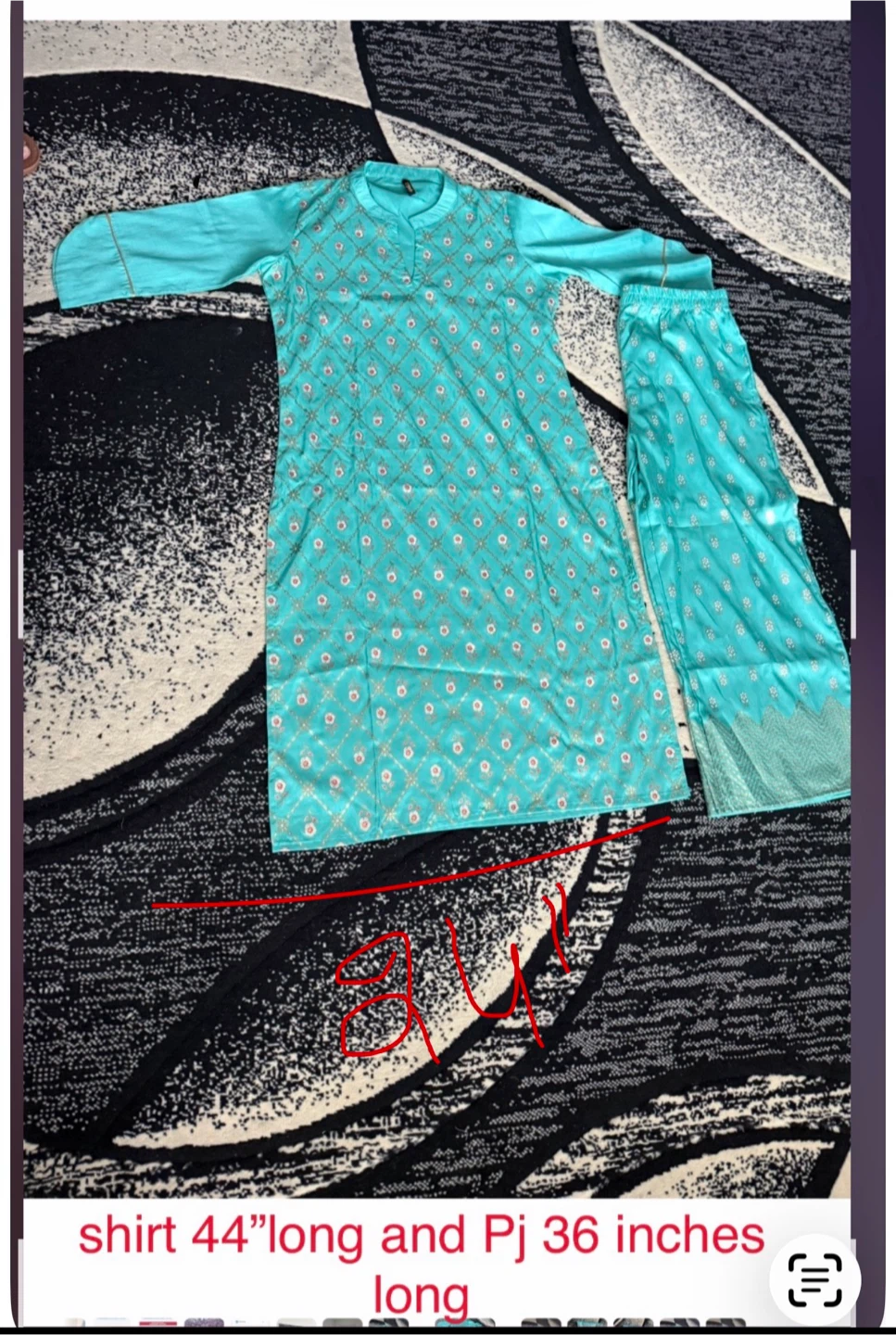Turquoise Kurti with Pants Set(New)