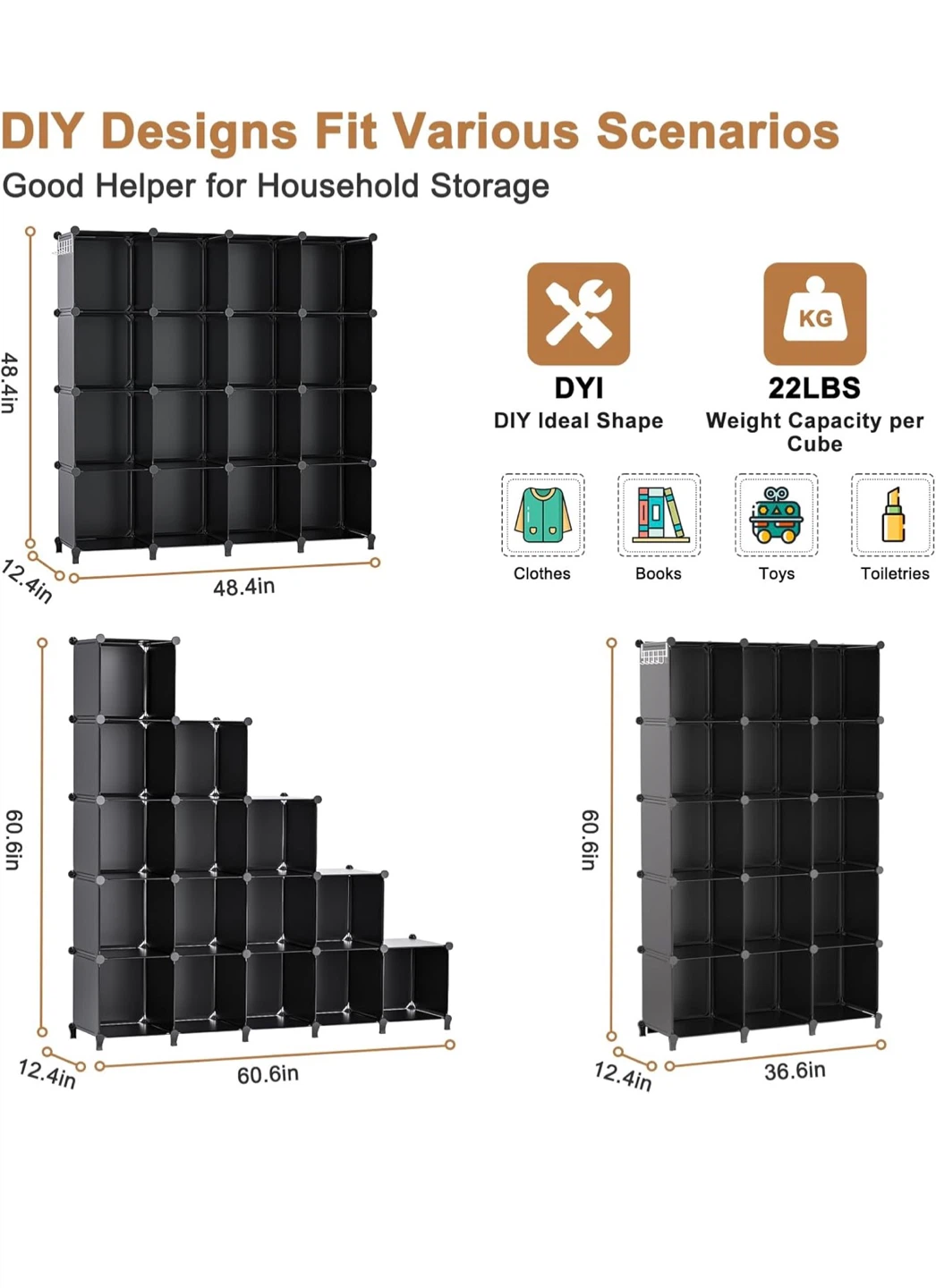 Modular Cube Storage Organizer - Black and White - photo 3