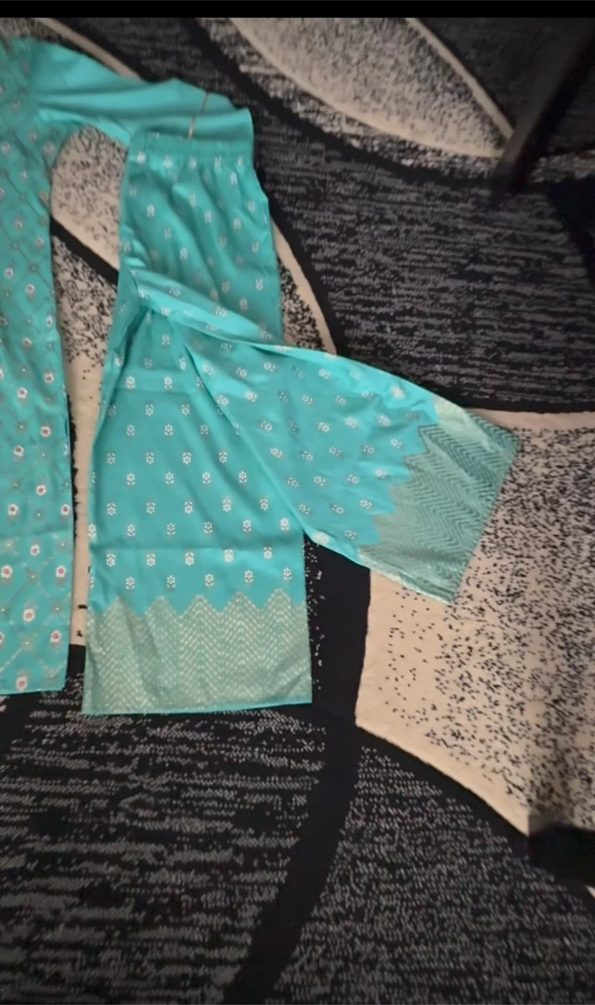Turquoise Kurti with Pants Set(New) - photo 3
