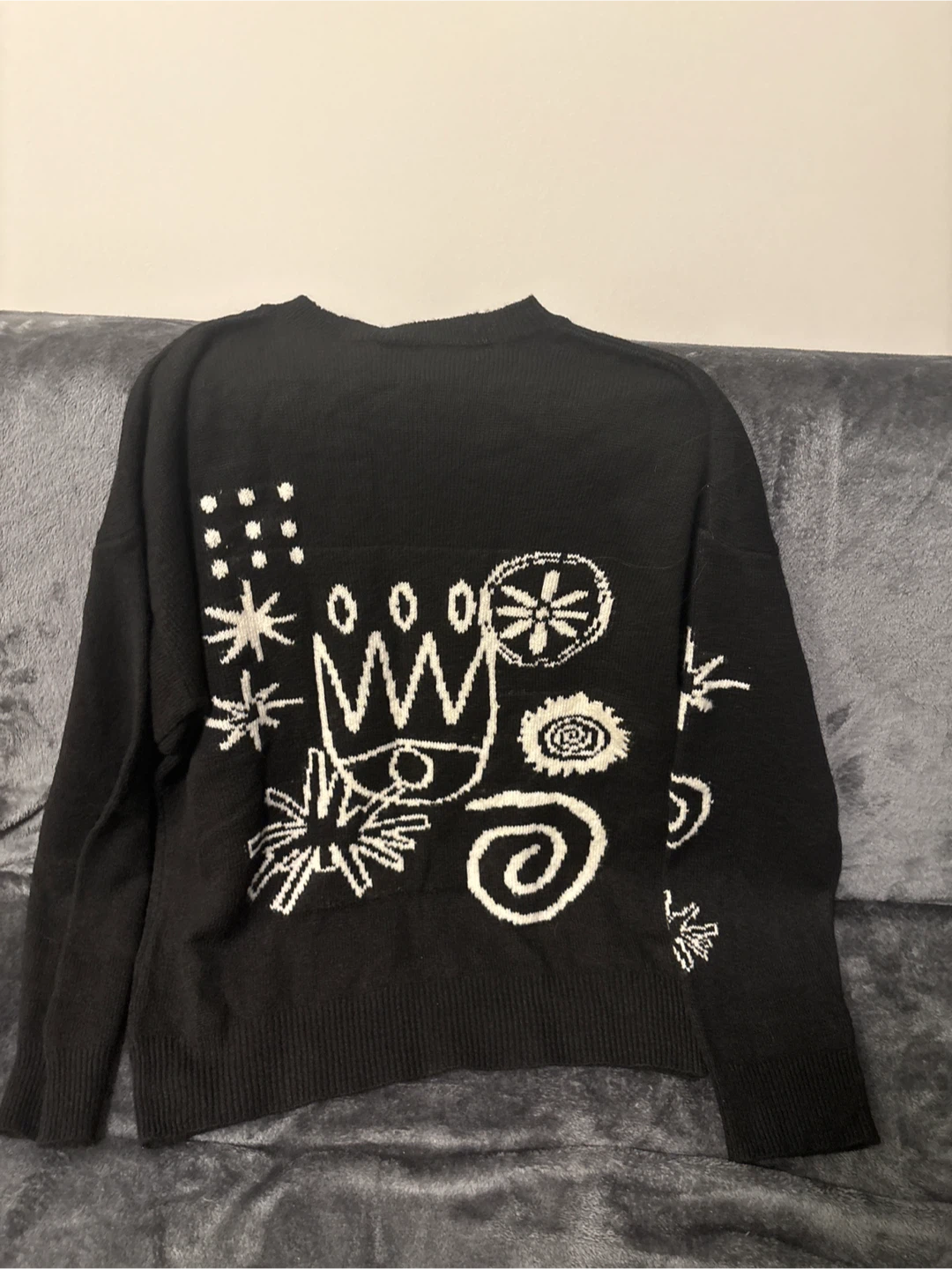 Urban Outfitters Graphic Knit Sweater - Black, Size M - photo 4