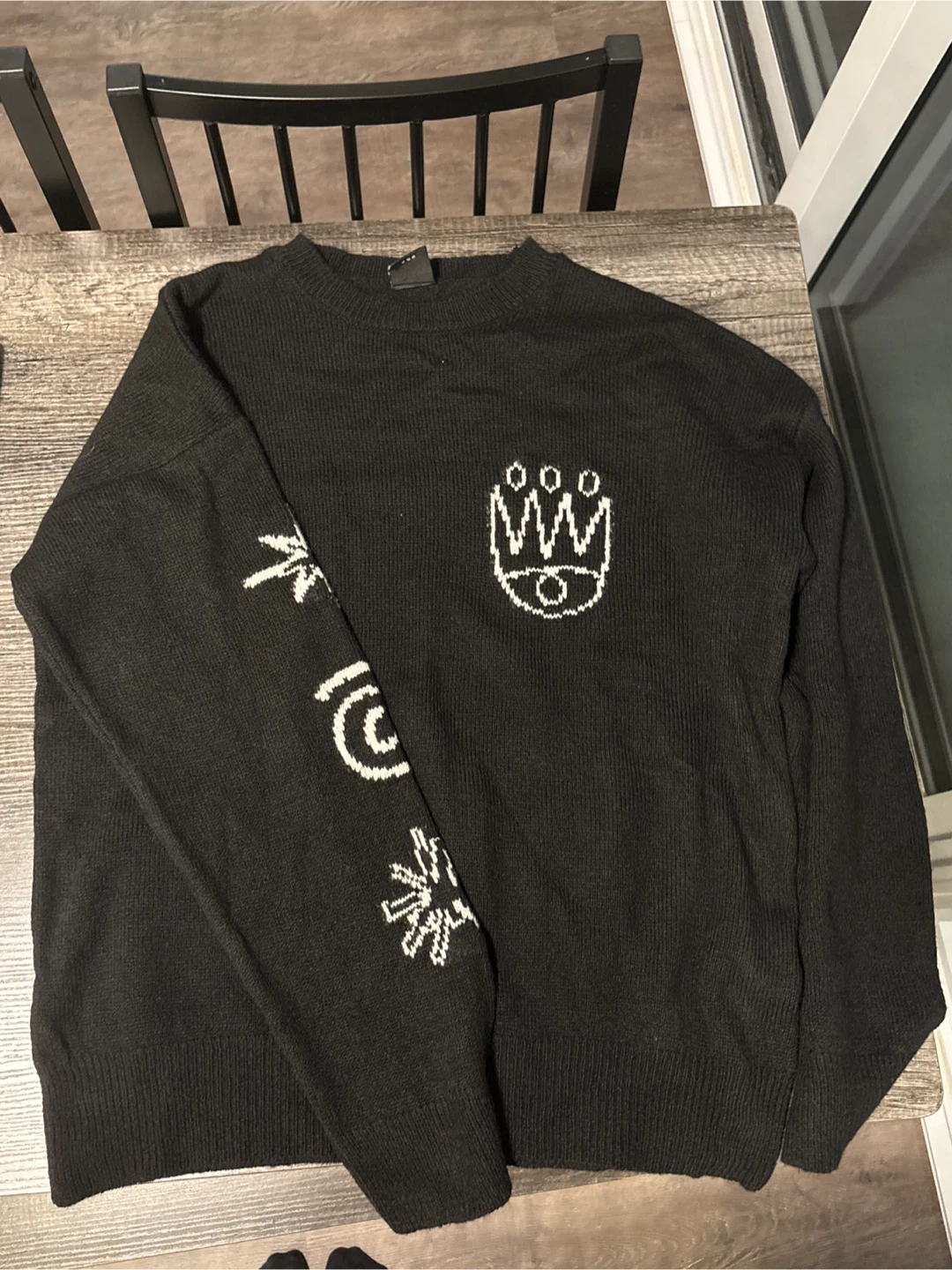 Urban Outfitters Graphic Knit Sweater - Black, Size M
