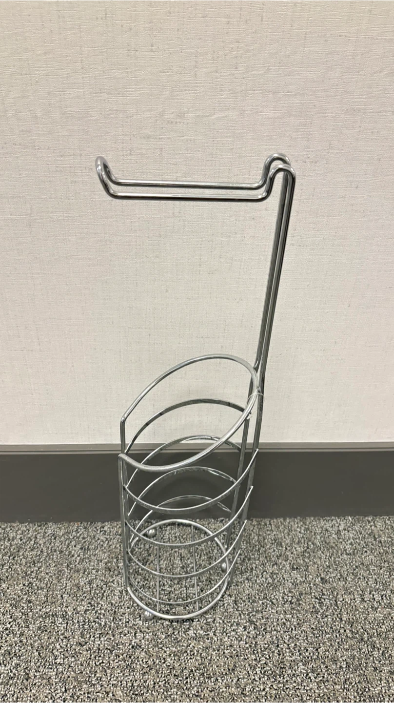 Chrome Toilet Paper Holder with Storage Basket - photo 3