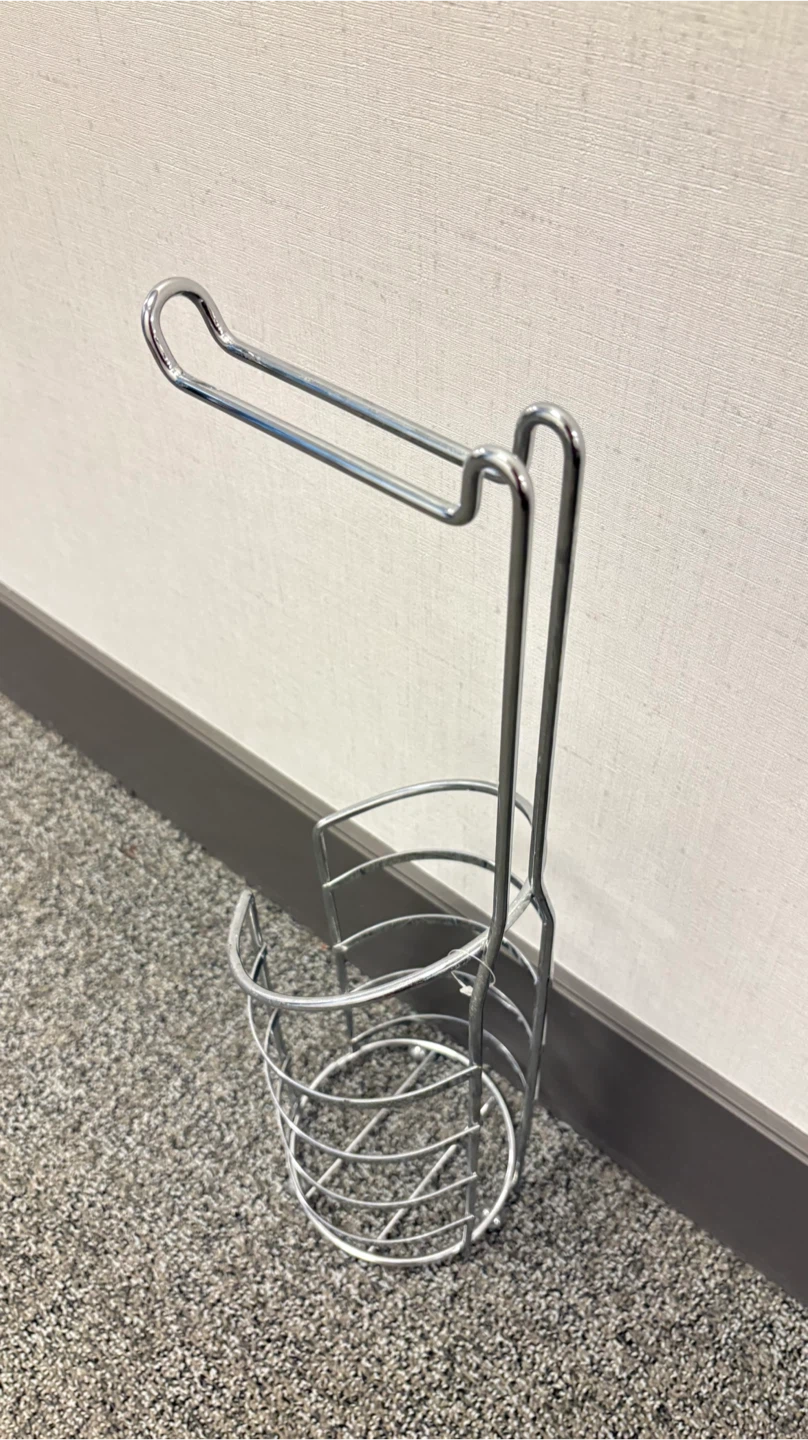 Chrome Toilet Paper Holder with Storage Basket - photo 2