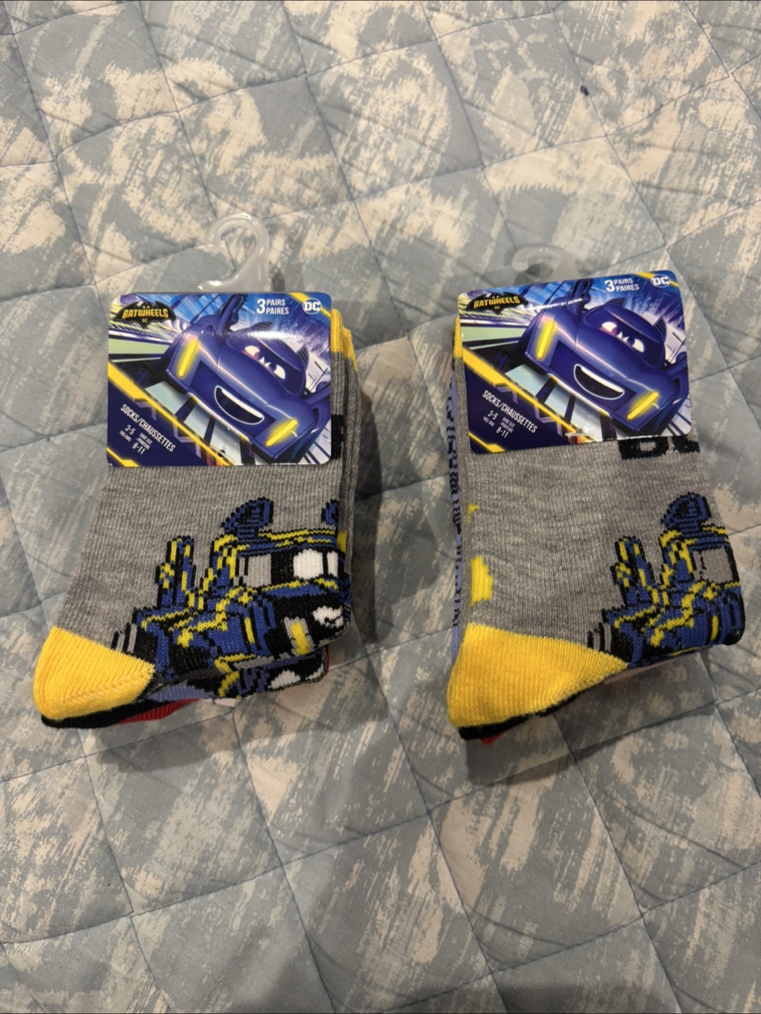 DC Comics Batwheels Socks - 6 Pairs - Size 3-5 (Youth 8-11)