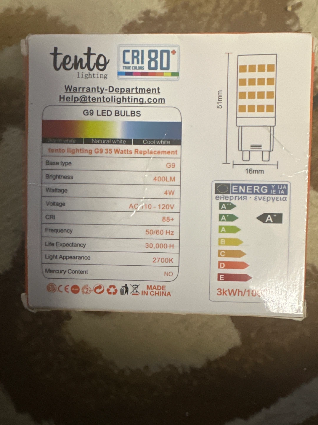 Tento Lighting G9 LED Bulbs (10 Pack) - Warm White 2750K - photo 2