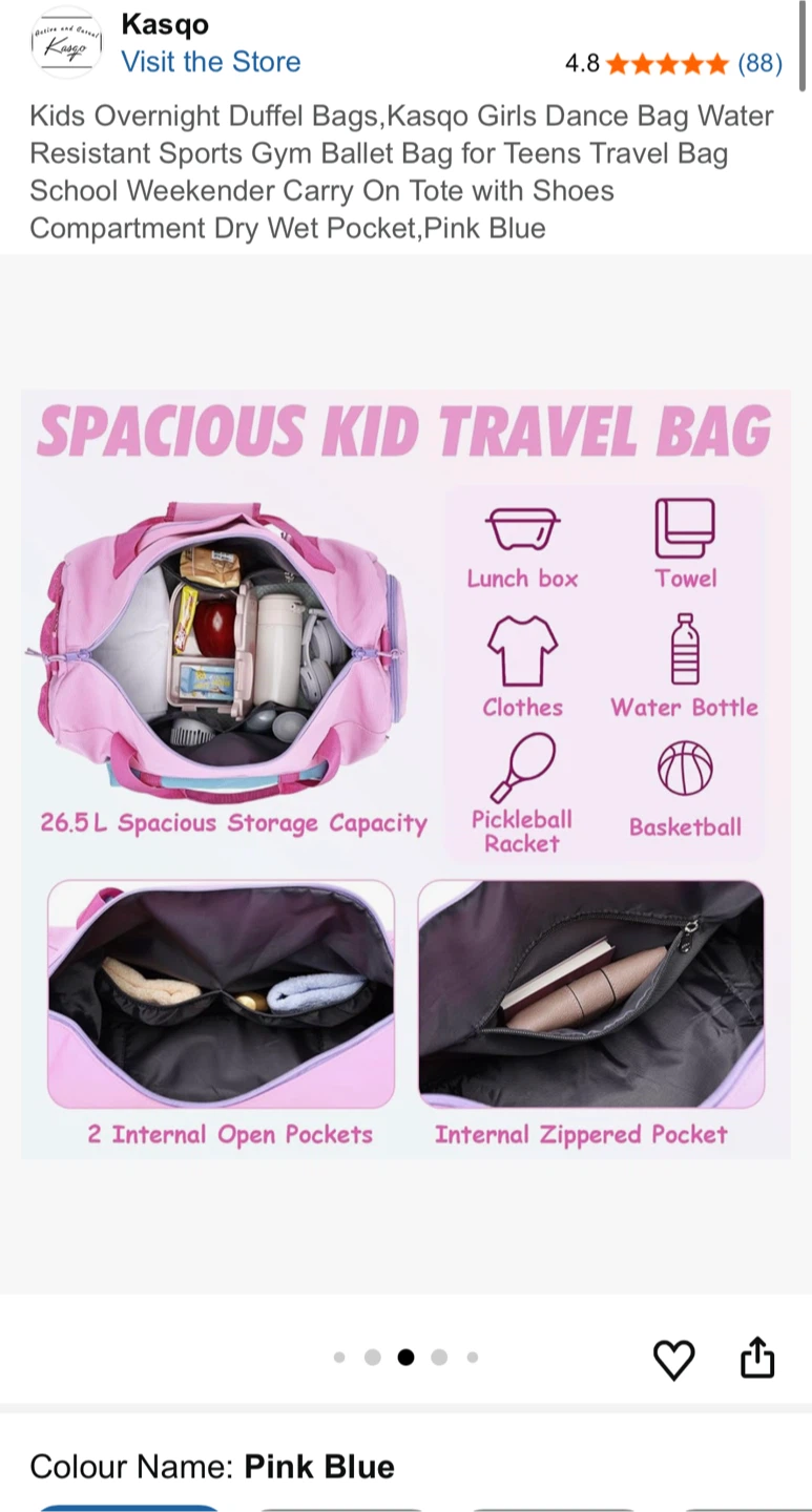 Kasqo Kids Duffel Bag - Pink Blue - photo 3