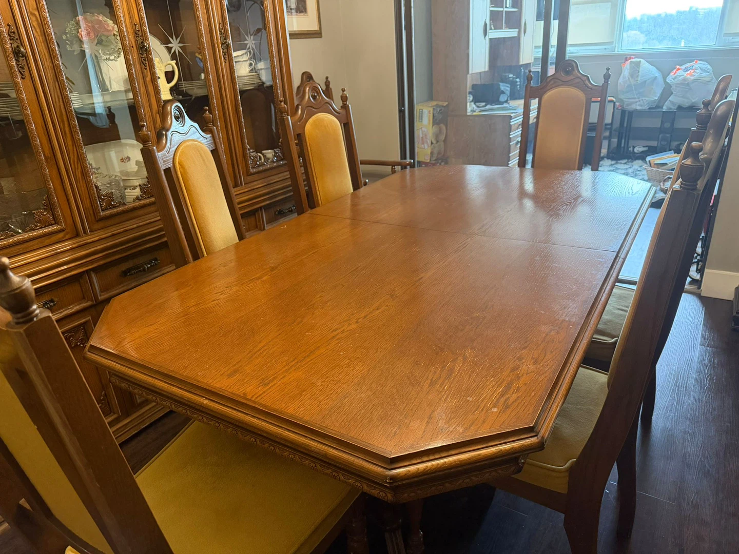 Wooden Dining Table Set with Chairs and Hutch - photo 4