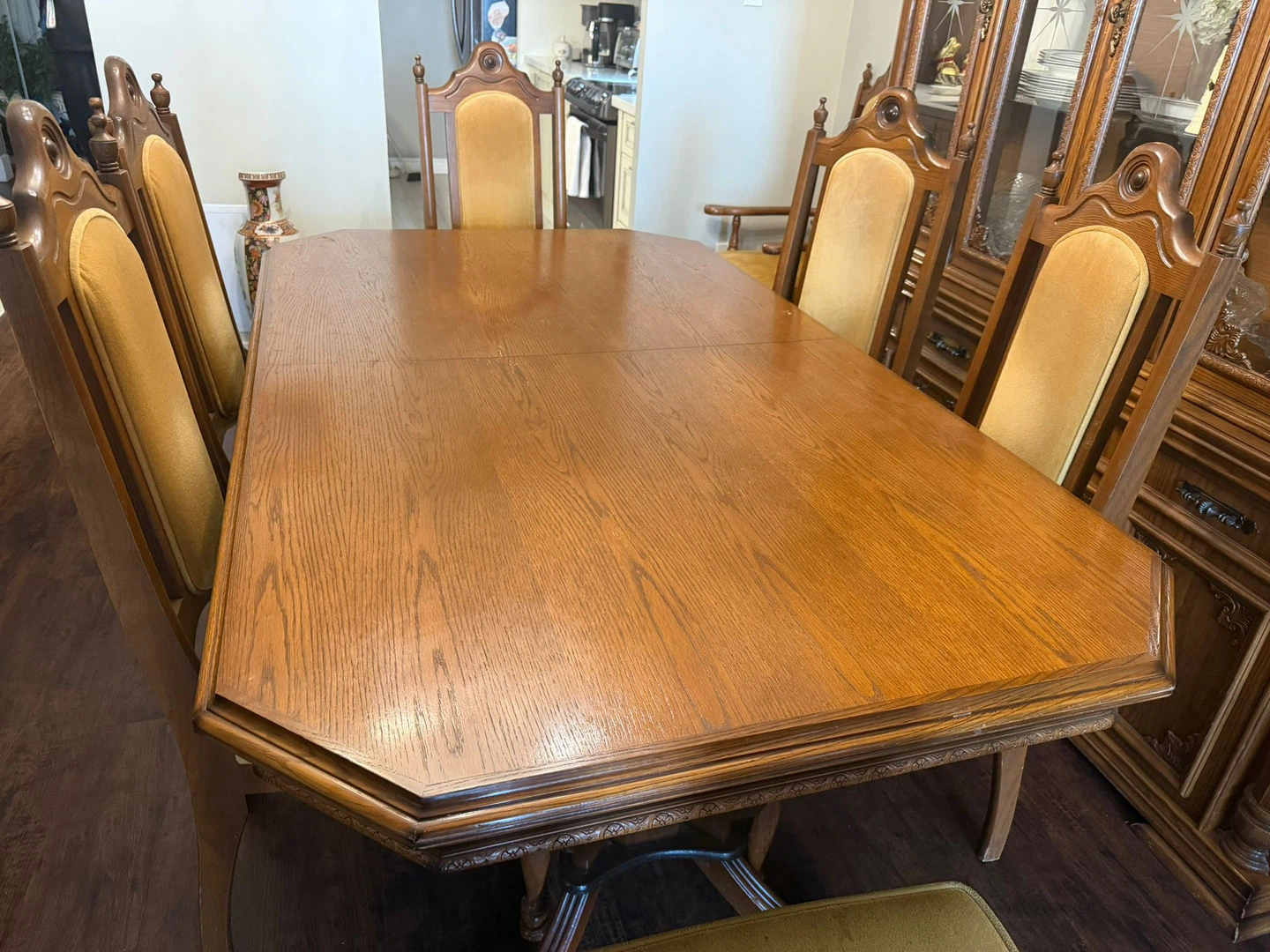 Wooden Dining Table Set with Chairs and Hutch - photo 5