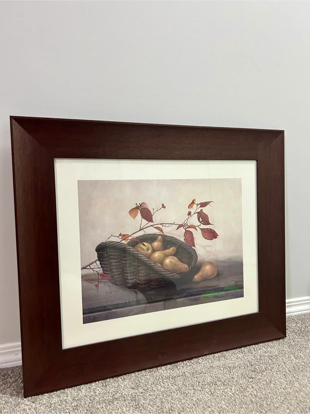 Framed Still Life Pear Art Print – Kitchen/Dining Décor