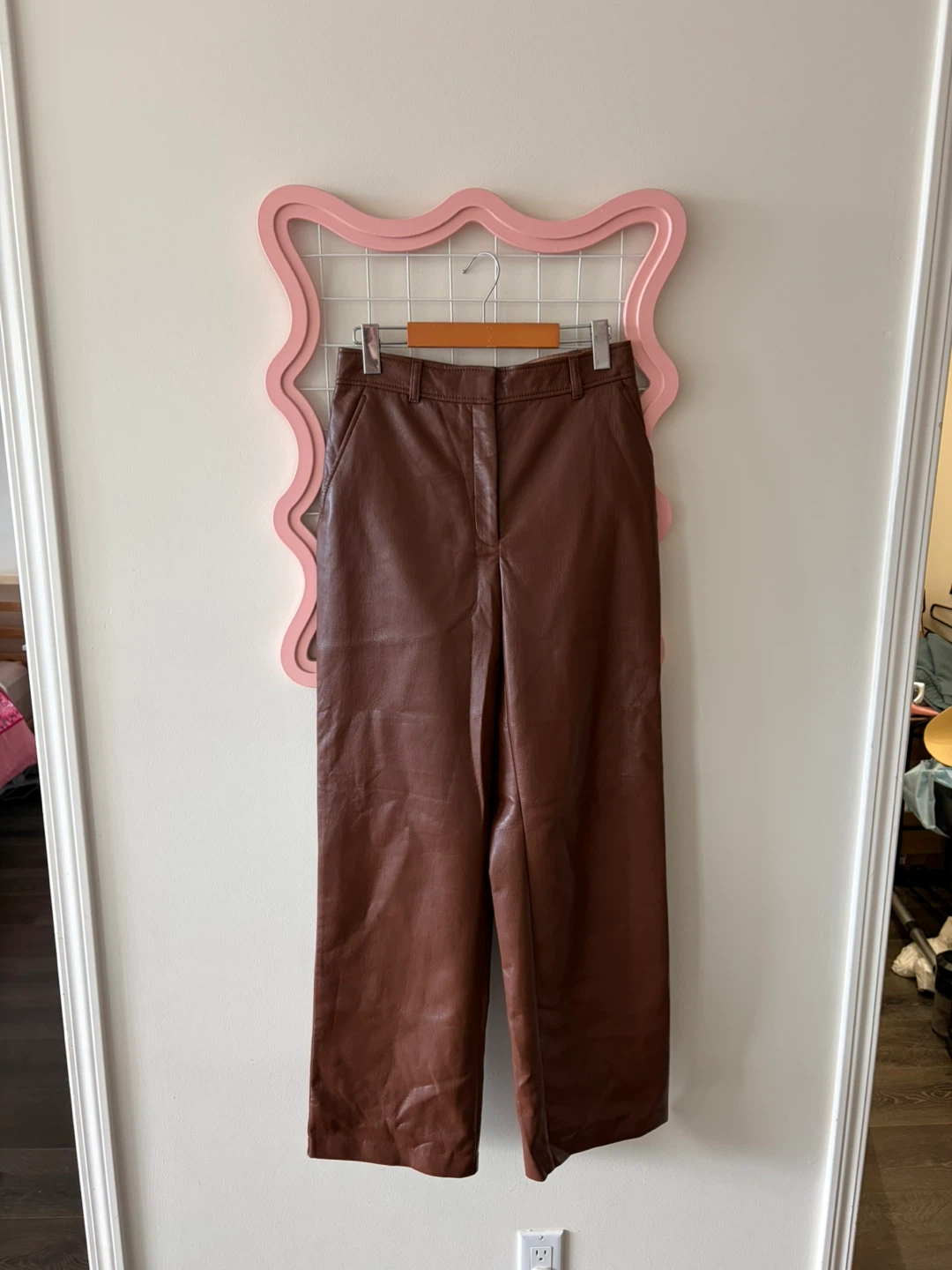 BABATON Faux Leather Straight Leg Pants, size 8