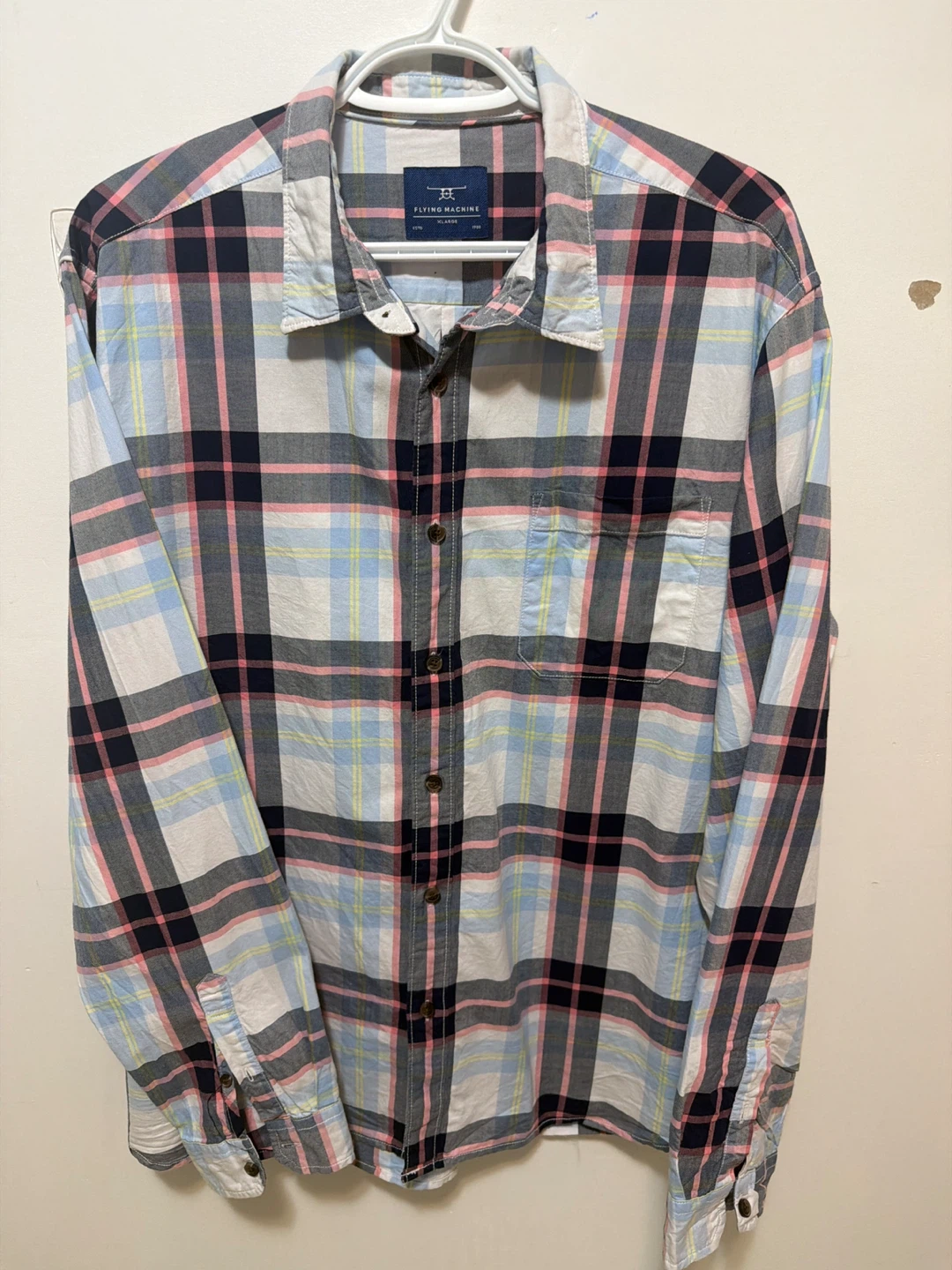 Flying Machine Plaid Long Sleeve Shirt - XL