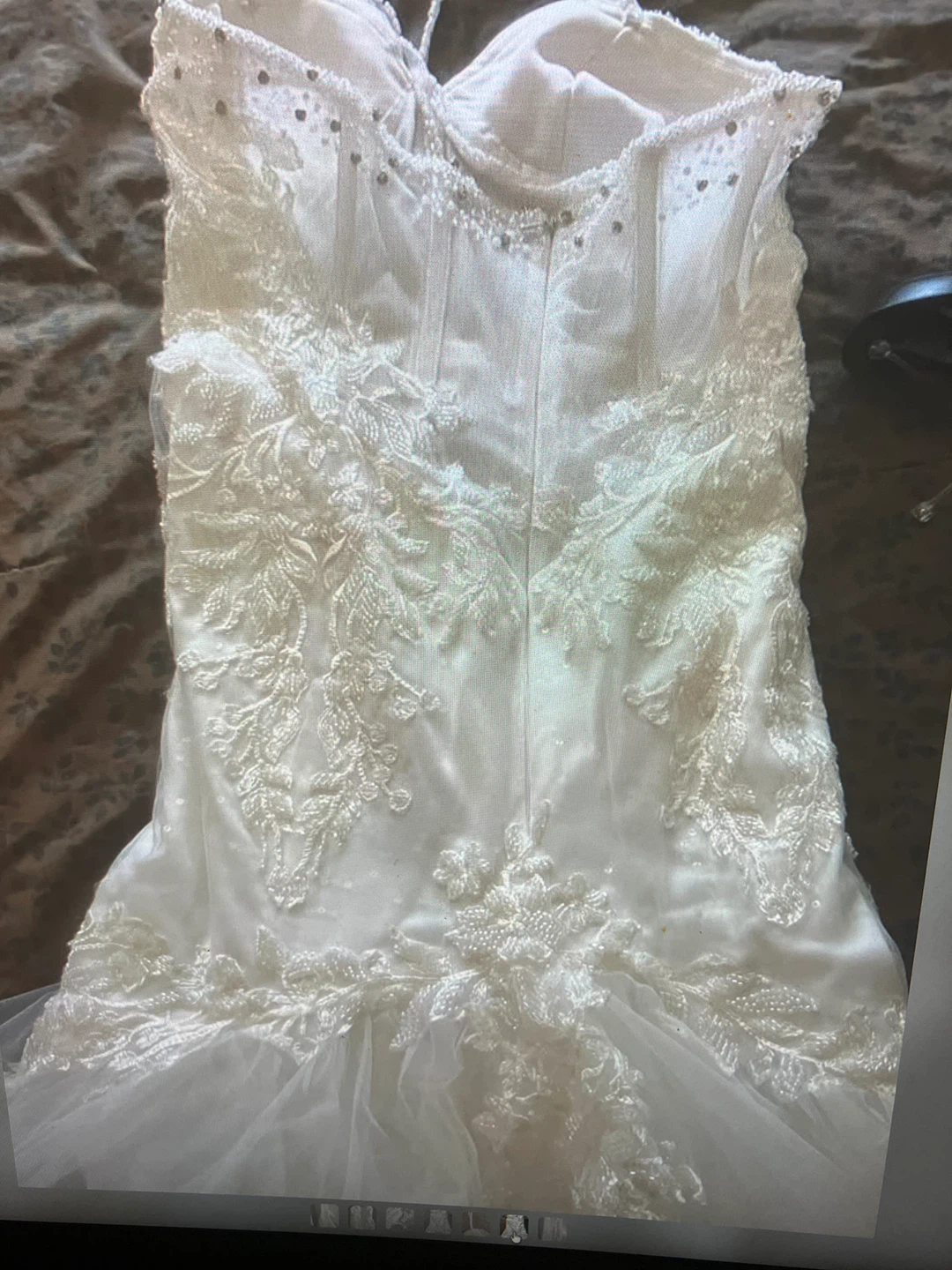 White Lace Wedding Dress with Beading - photo 5