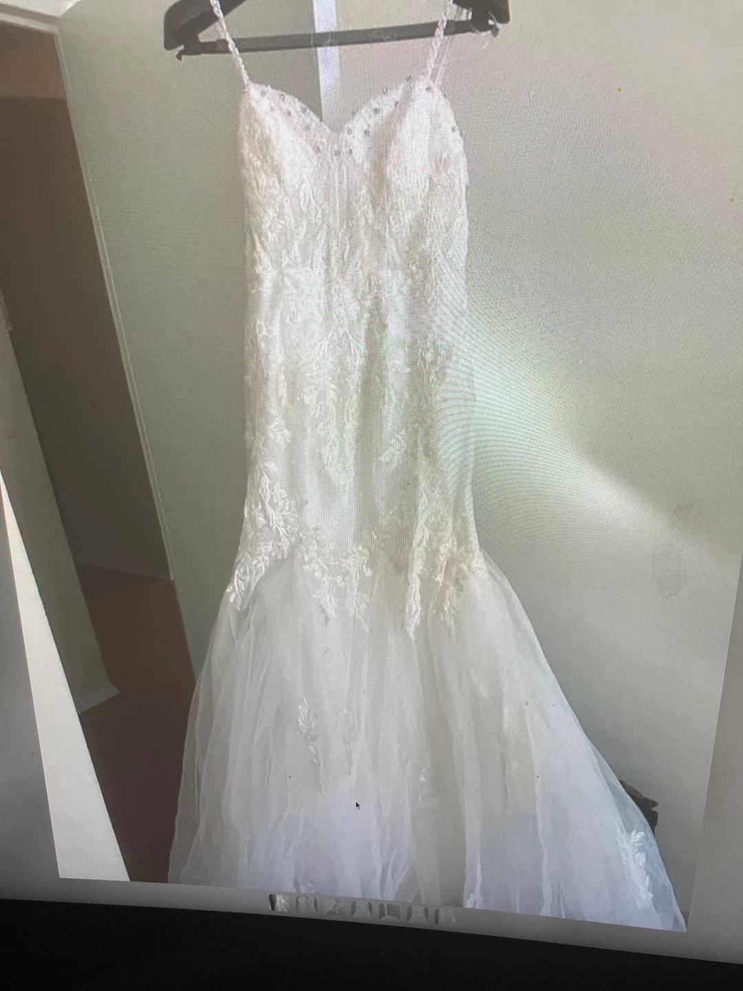 White Lace Wedding Dress with Beading