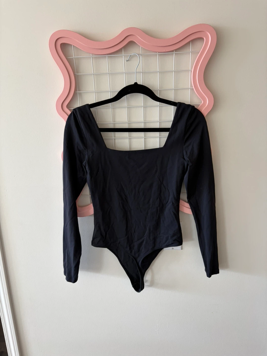 Babaton Black Long Sleeve Square Neck Bodysuit - Size M - photo 2