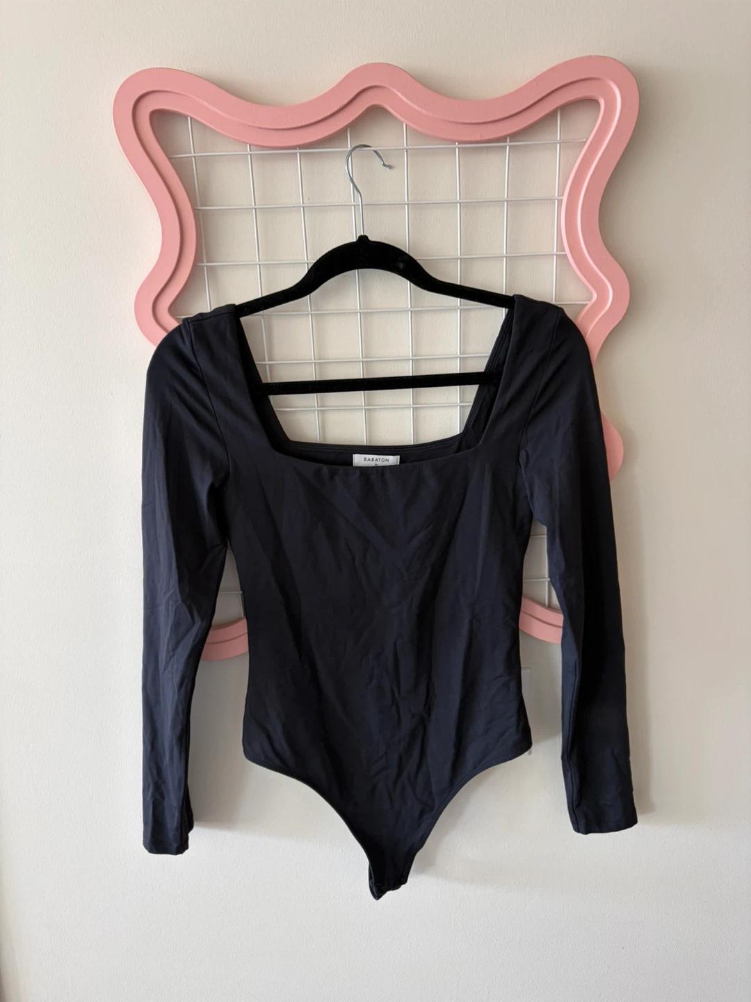 Babaton Black Long Sleeve Square Neck Bodysuit - Size M