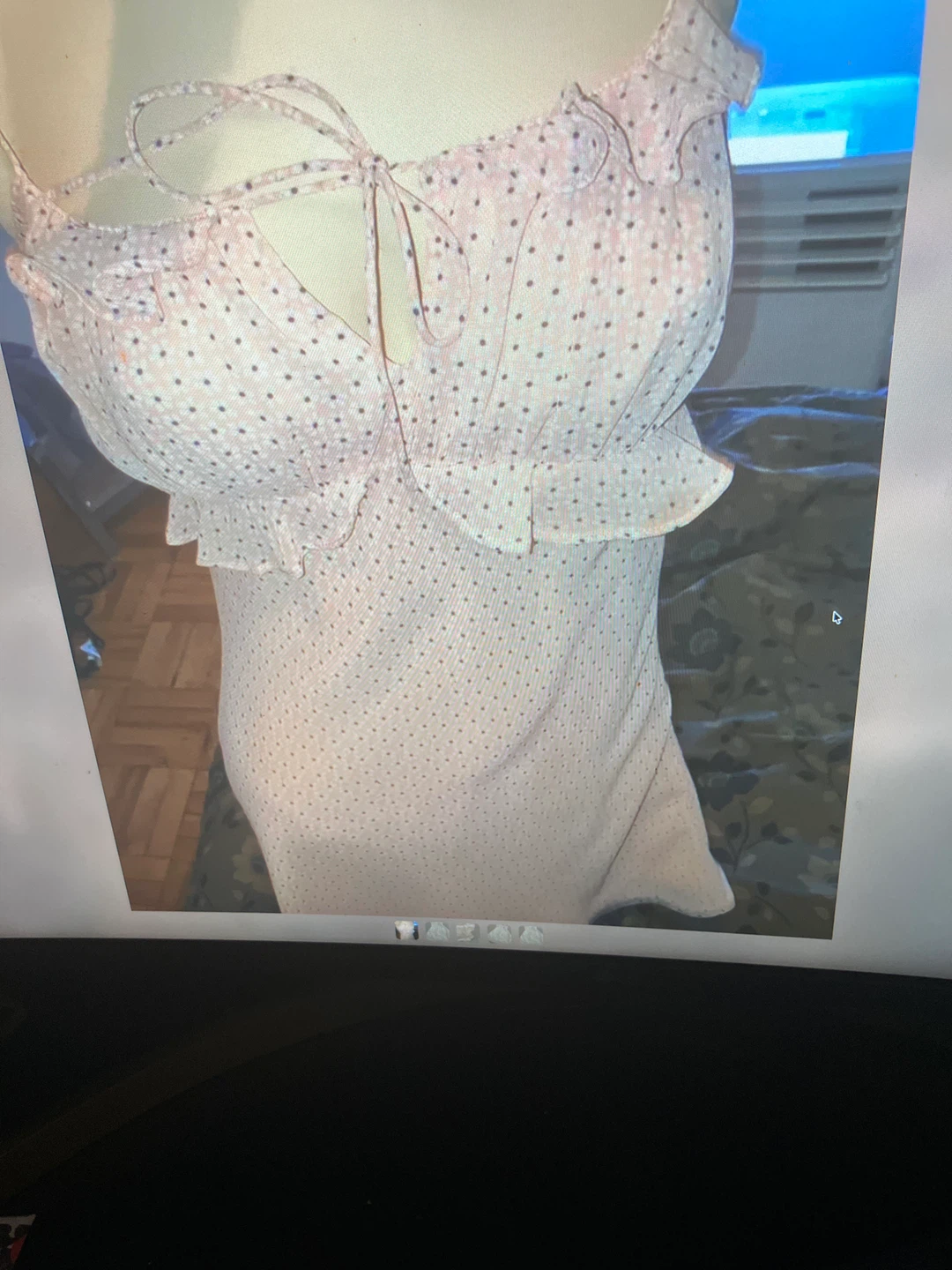 Pink polka dot ruffled cami mini dress