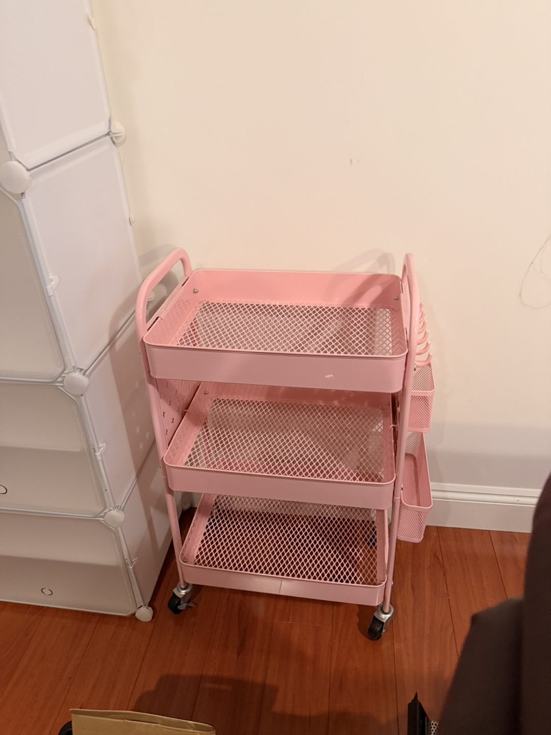 Pink 3-Tier Rolling Cart