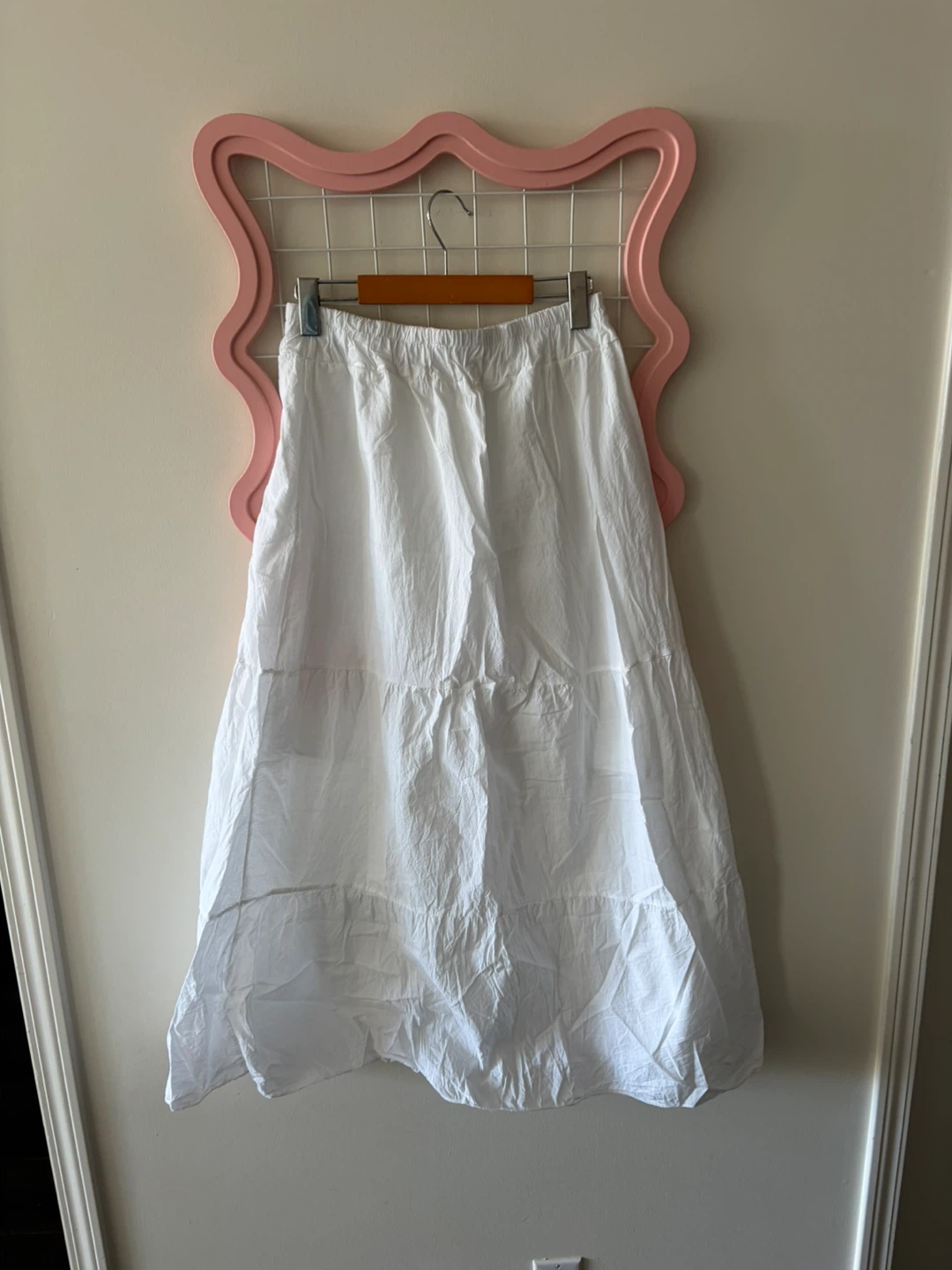 White Tiered Maxi Skirt, Size M