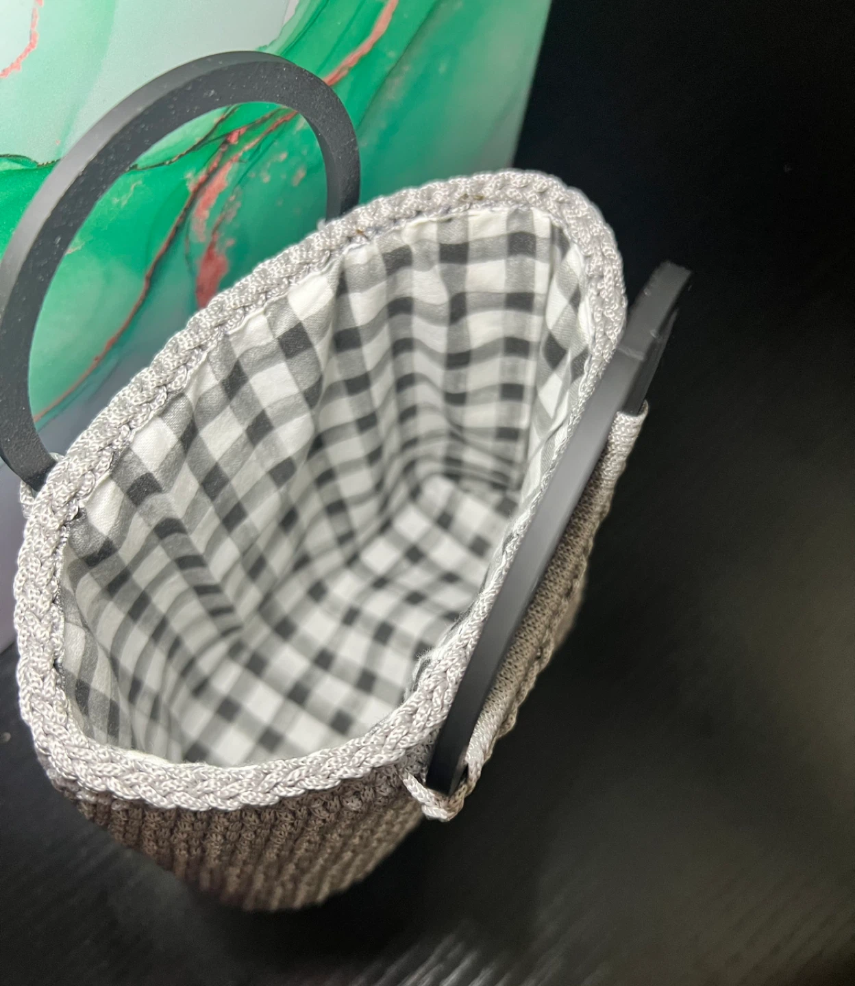 Grey Crocheted Handbag with Round Handles - photo 4