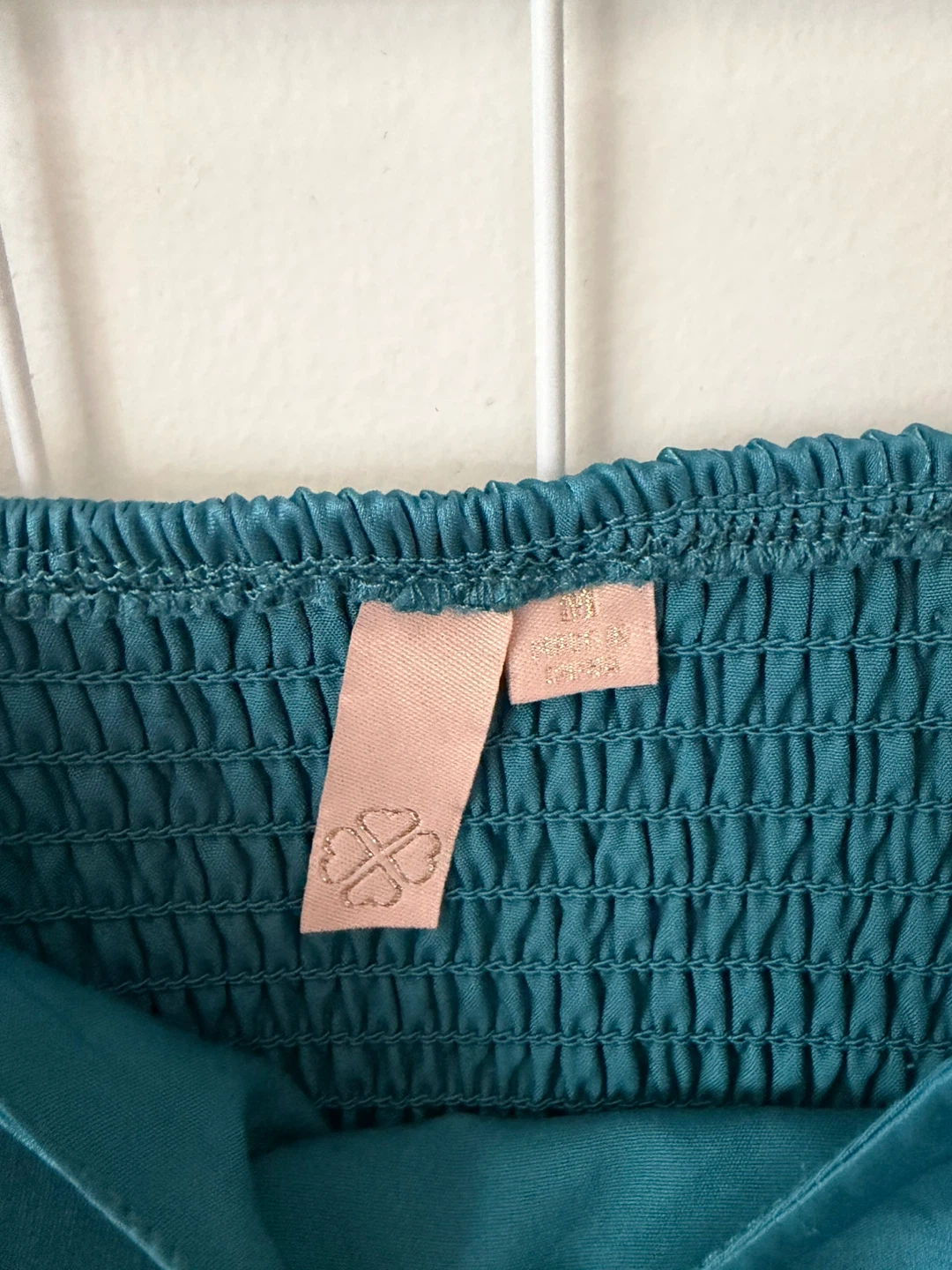 Teal Babydoll Dress with Puff Sleeves, Size M - photo 3