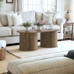 Oval Coffee Table with Wood Finish