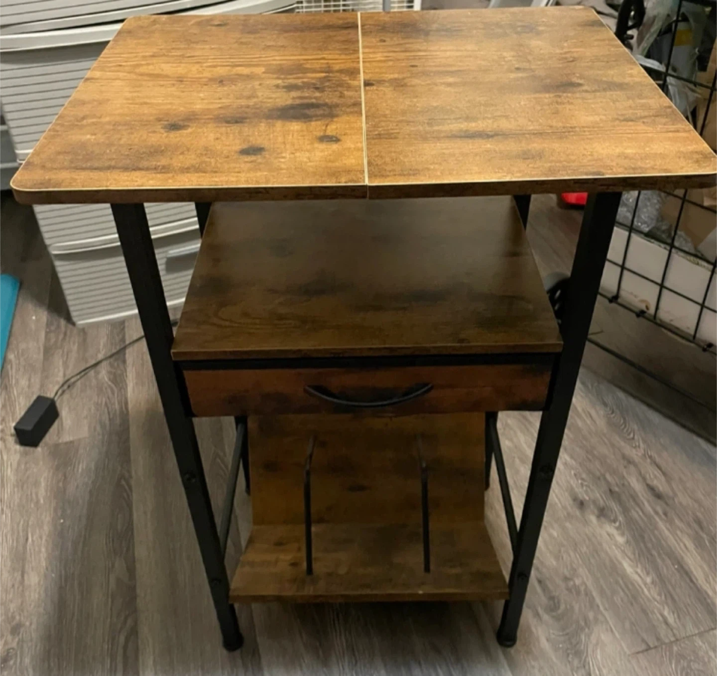 Rustic Wood Side Table with Drawer🥕