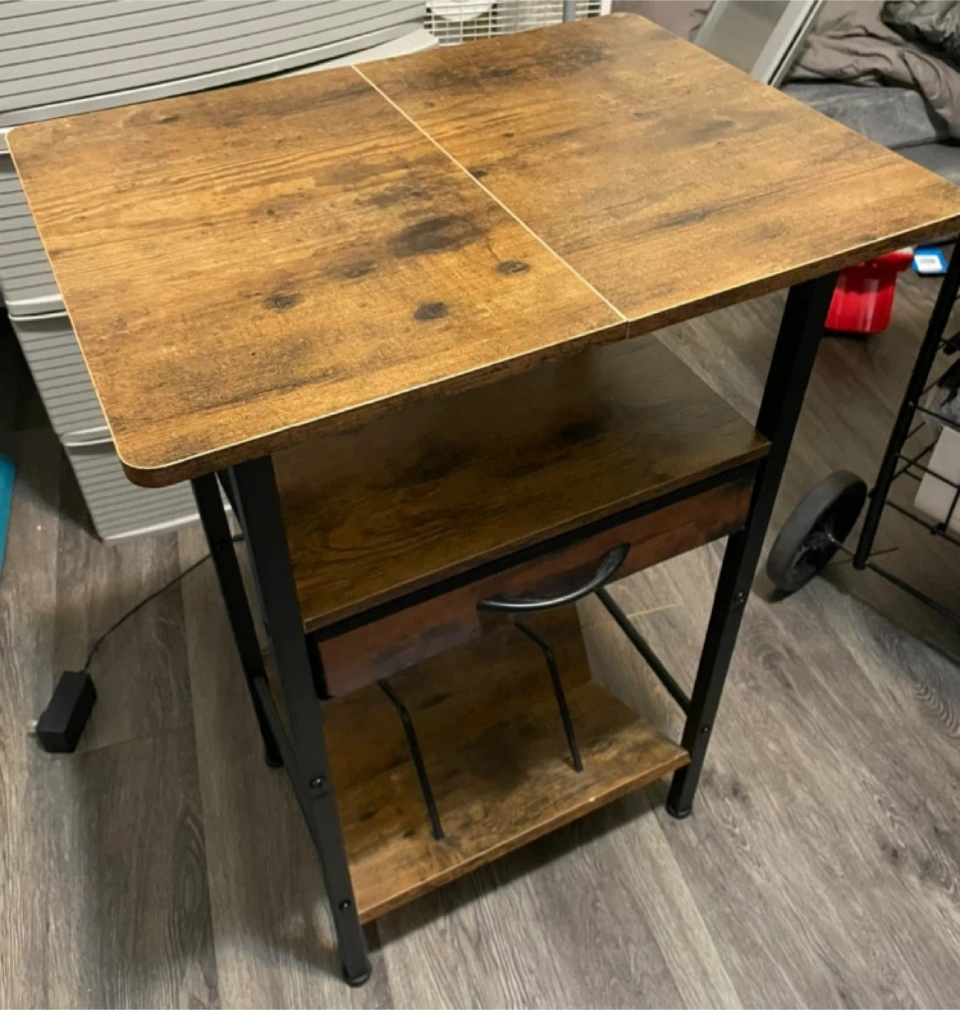 Rustic Wood Side Table with Drawer🥕 - photo 2