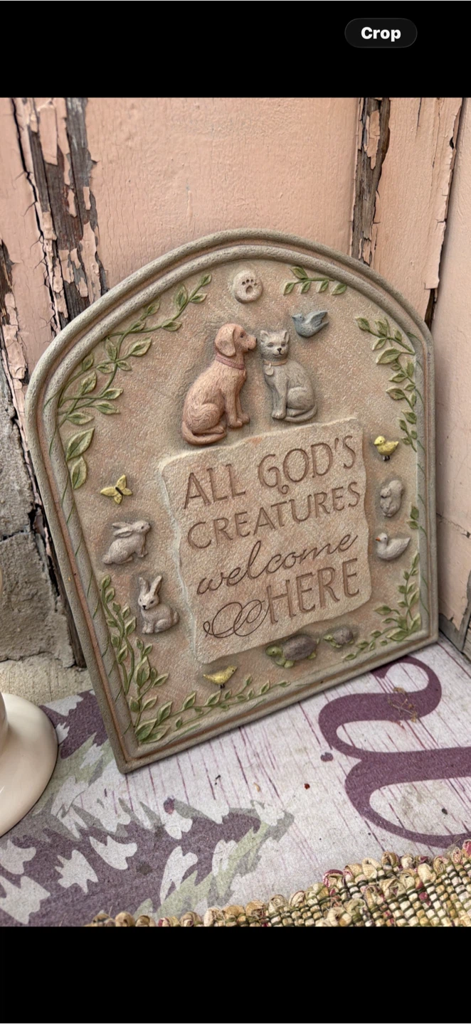 All God's Creatures Welcome Here Garden Plaque