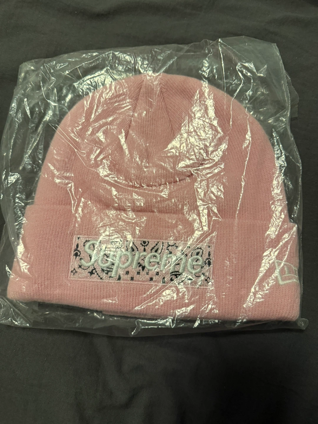 Supreme New Era Bandana Box Logo Beanie Pink