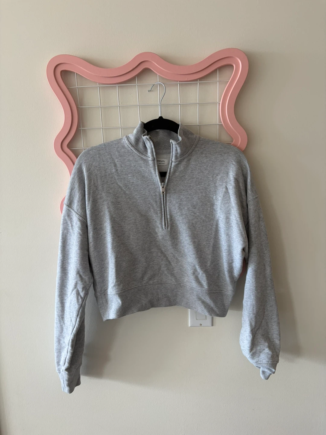Community Grey Half-Zip Cropped Sweatshirt, Size S