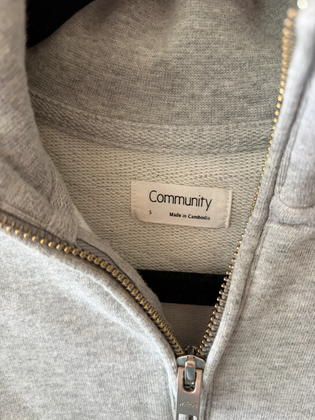 Community Grey Half-Zip Cropped Sweatshirt, Size S - photo 3
