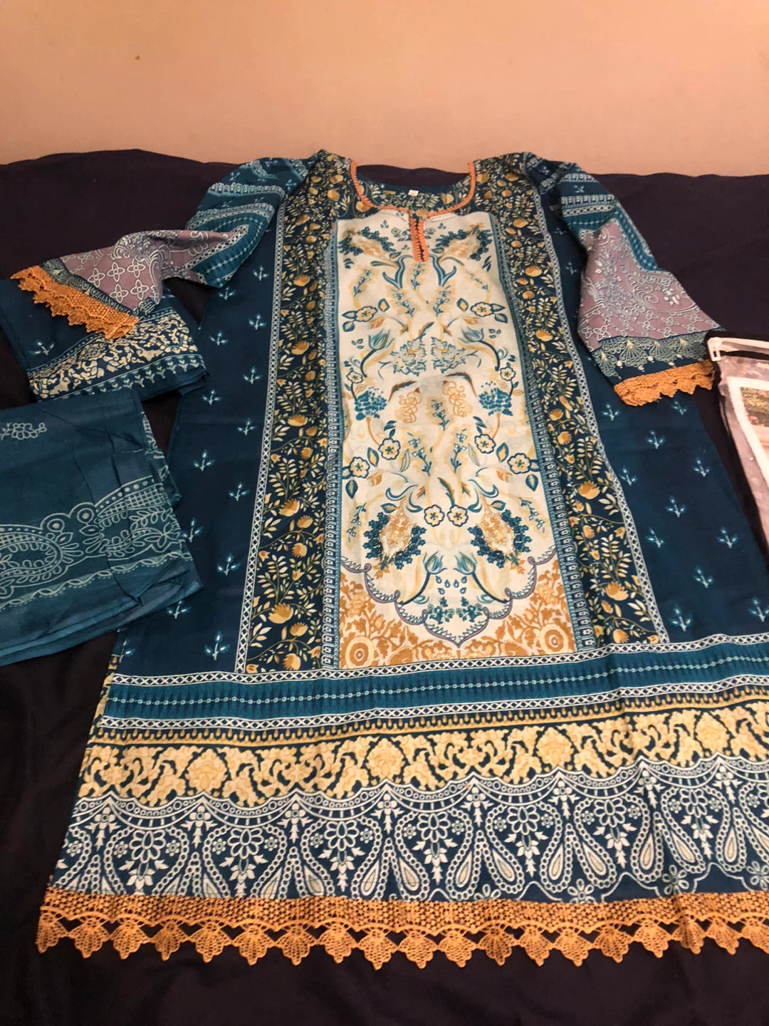 Women's 3-Piece Kurti Set with Pants and Scarf - photo 2
