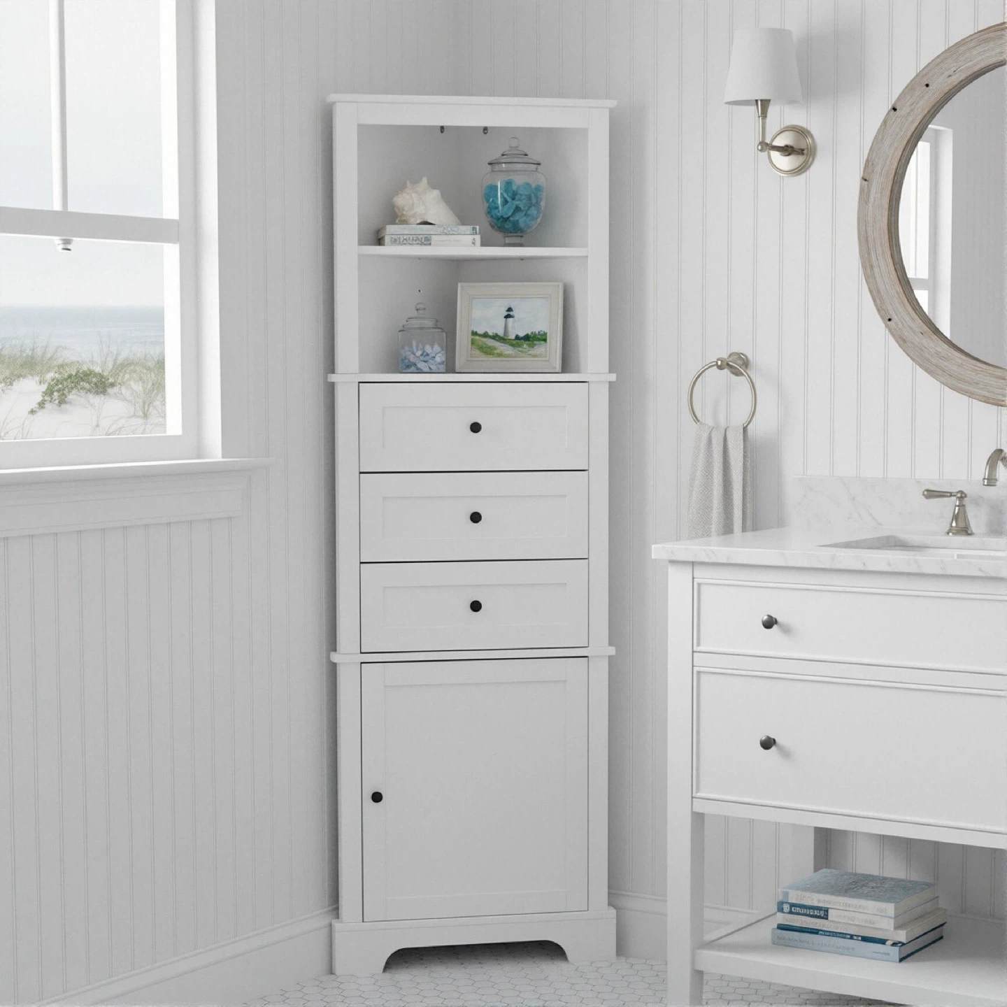 Corner Cabinet with 3 Drawers