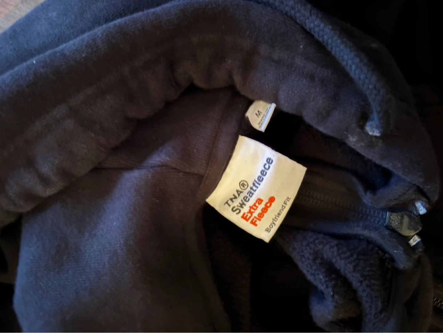 TNA Sweatfleece Black Cropped Zip-Up Hoodie, Size M - photo 3