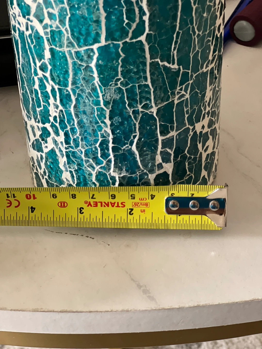 Teal Crackle Mosaic Vase - photo 4