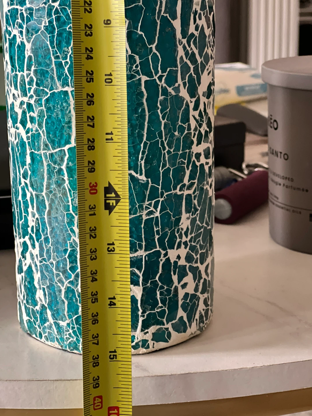 Teal Crackle Mosaic Vase - photo 3