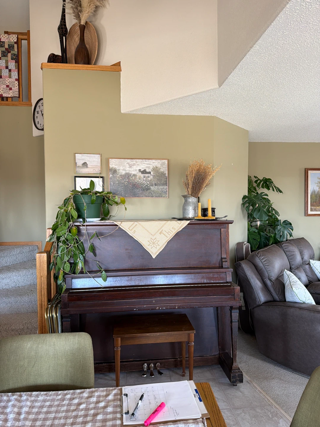 Antique Upright Piano with Bench