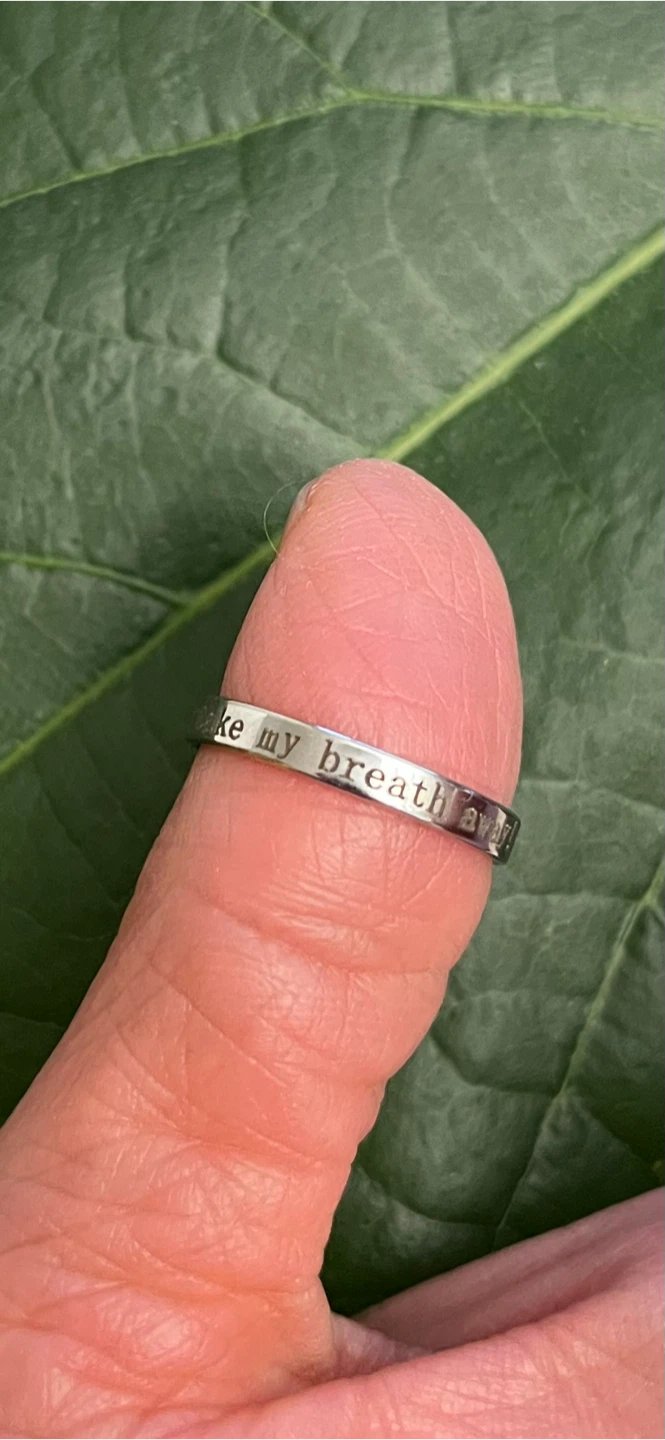 Stainless steel band ring with engraved text. Sz 8 - photo 4