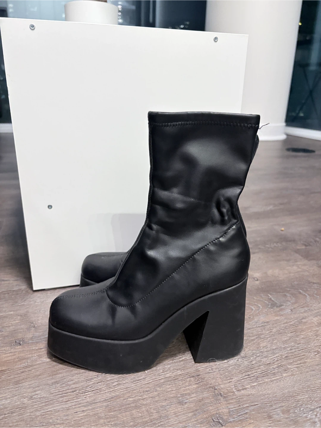 Bershka Black Platform Boots - size 8