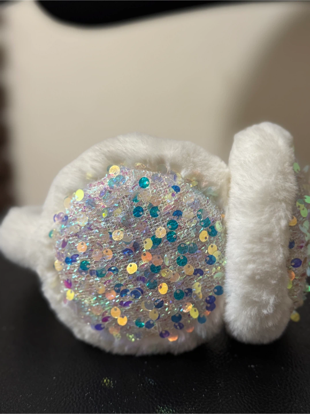 White Sparkly Sequin Earmuffs - photo 2