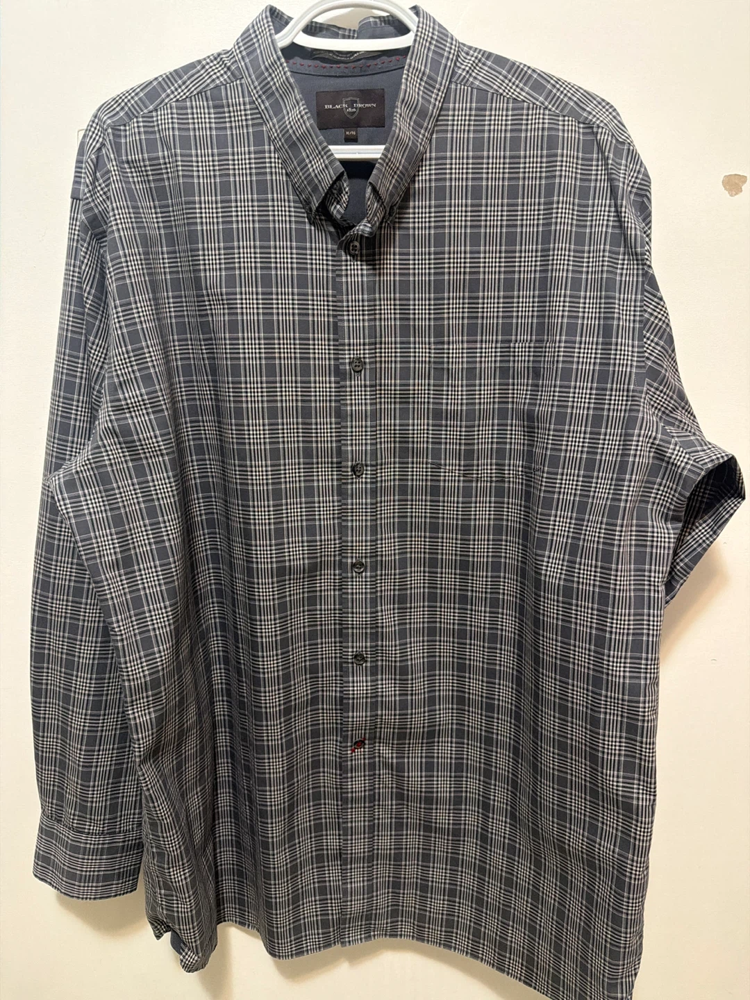 Black Brown 1826 Non-Iron Plaid Button-Up Shirt XL/TG