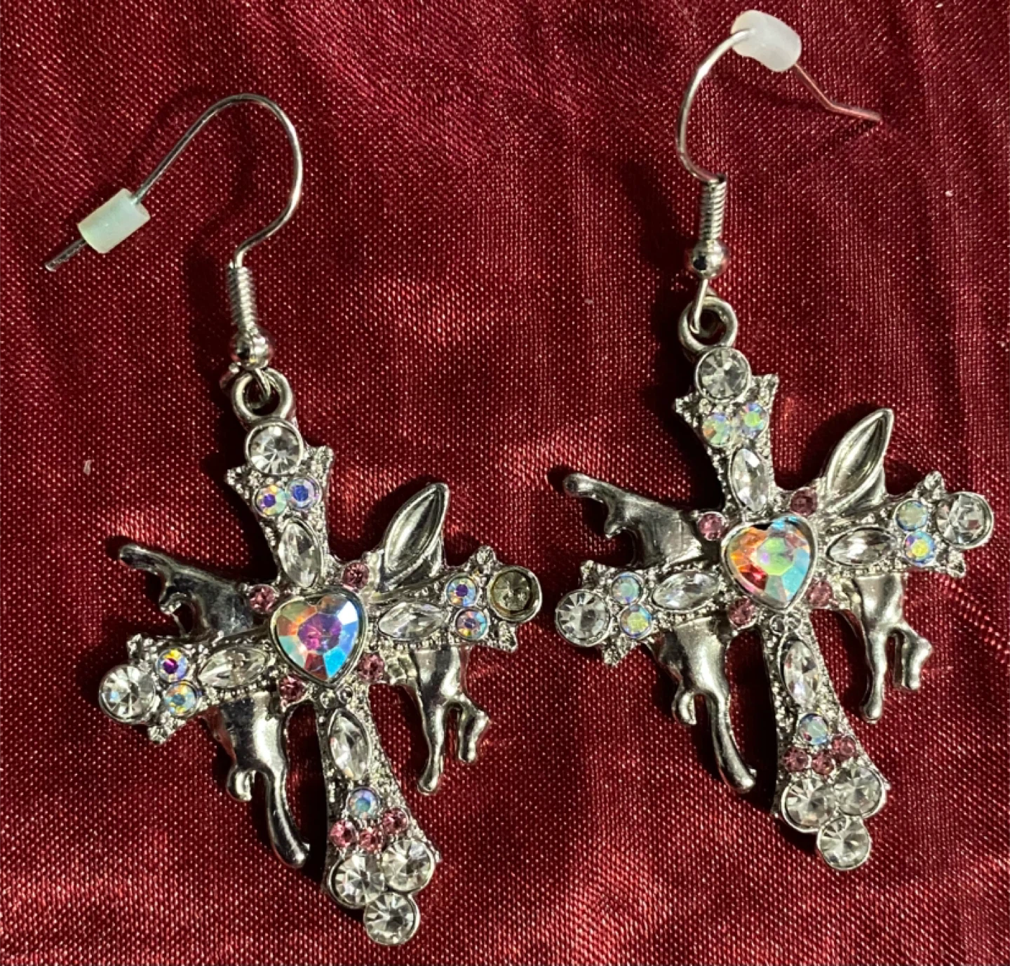 Rhinestone Cross Dangle Earrings