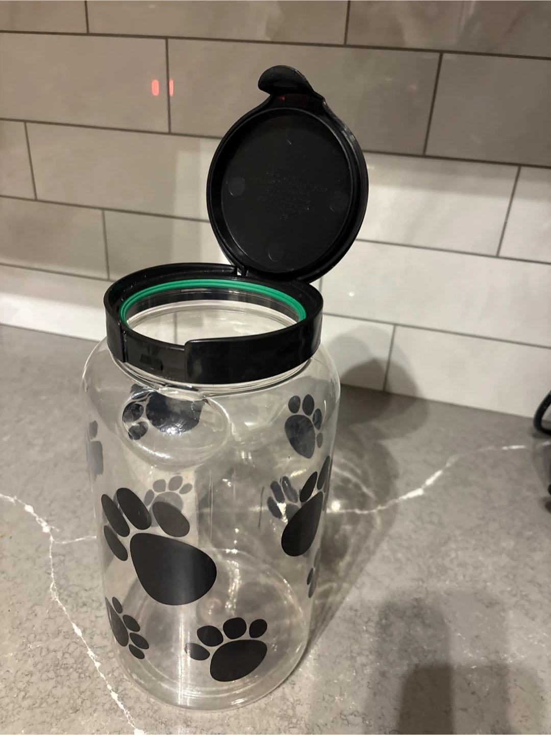 Large Clear Pet Treat Jar with Paw Prints - photo 2