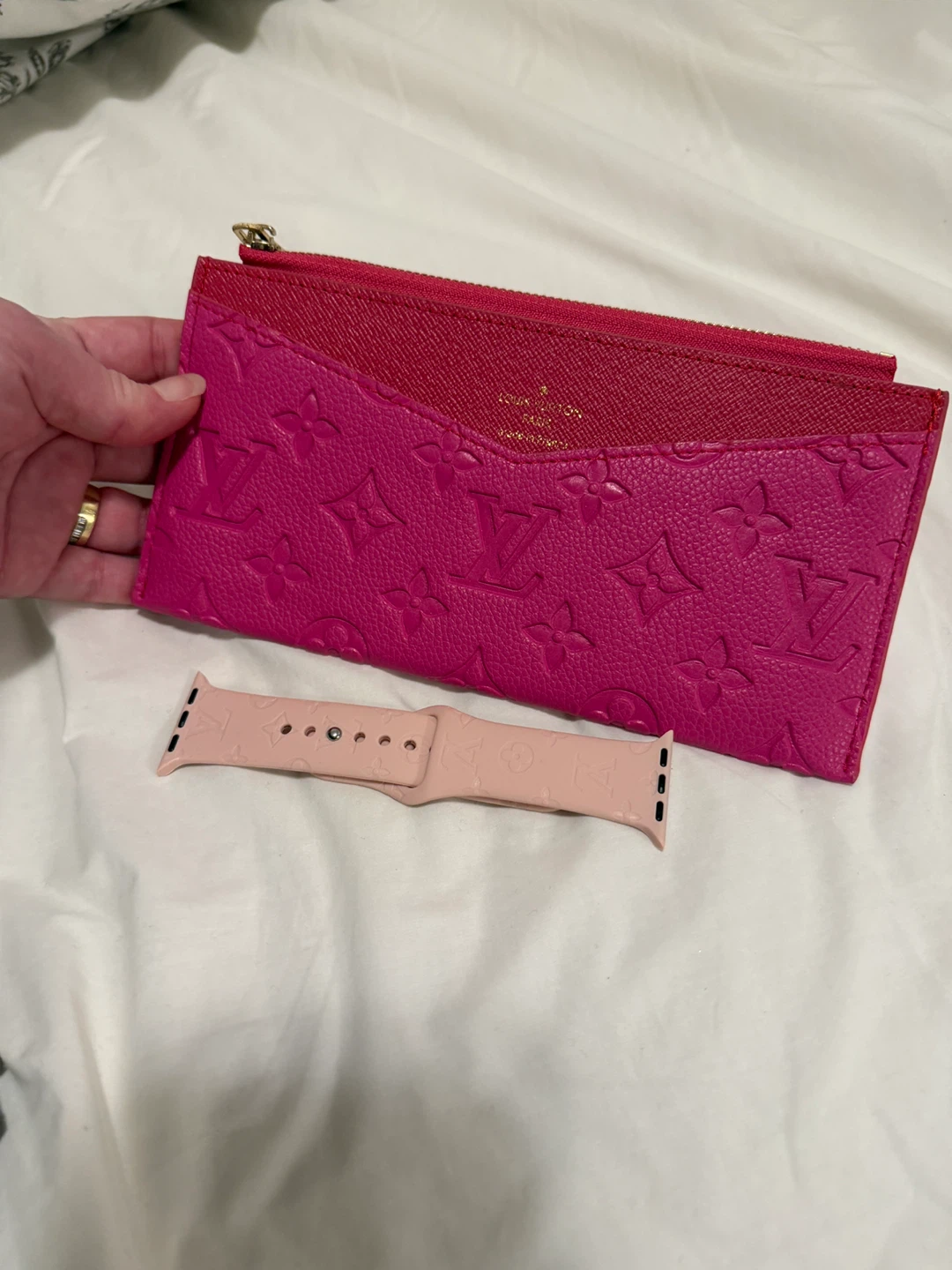 Louis Vuitton Pink Monogram Card Holder & Pink Apple Watch Band