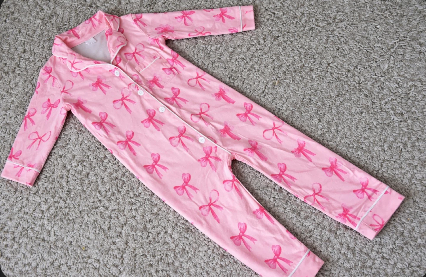 Baby Girl Pajamas Pink Bow Print Jumpsuit - photo 2