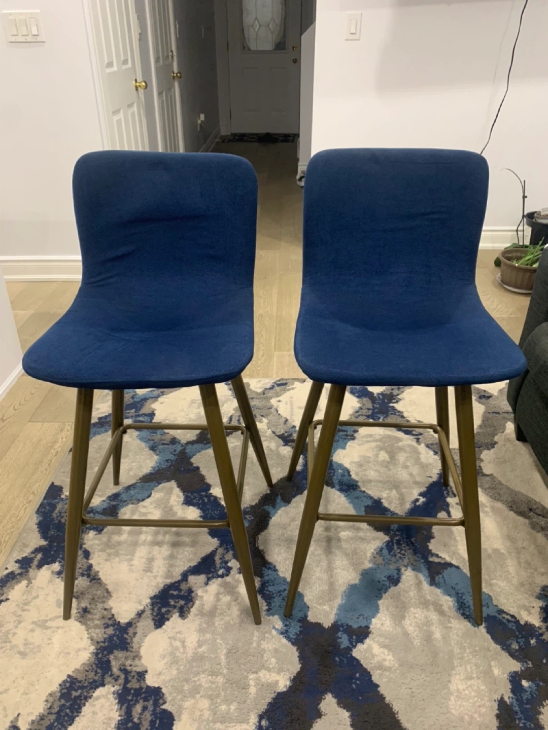 Pair of Navy Blue Bar Stools - photo 2