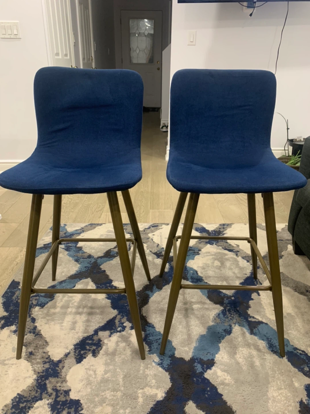 Pair of Navy Blue Bar Stools