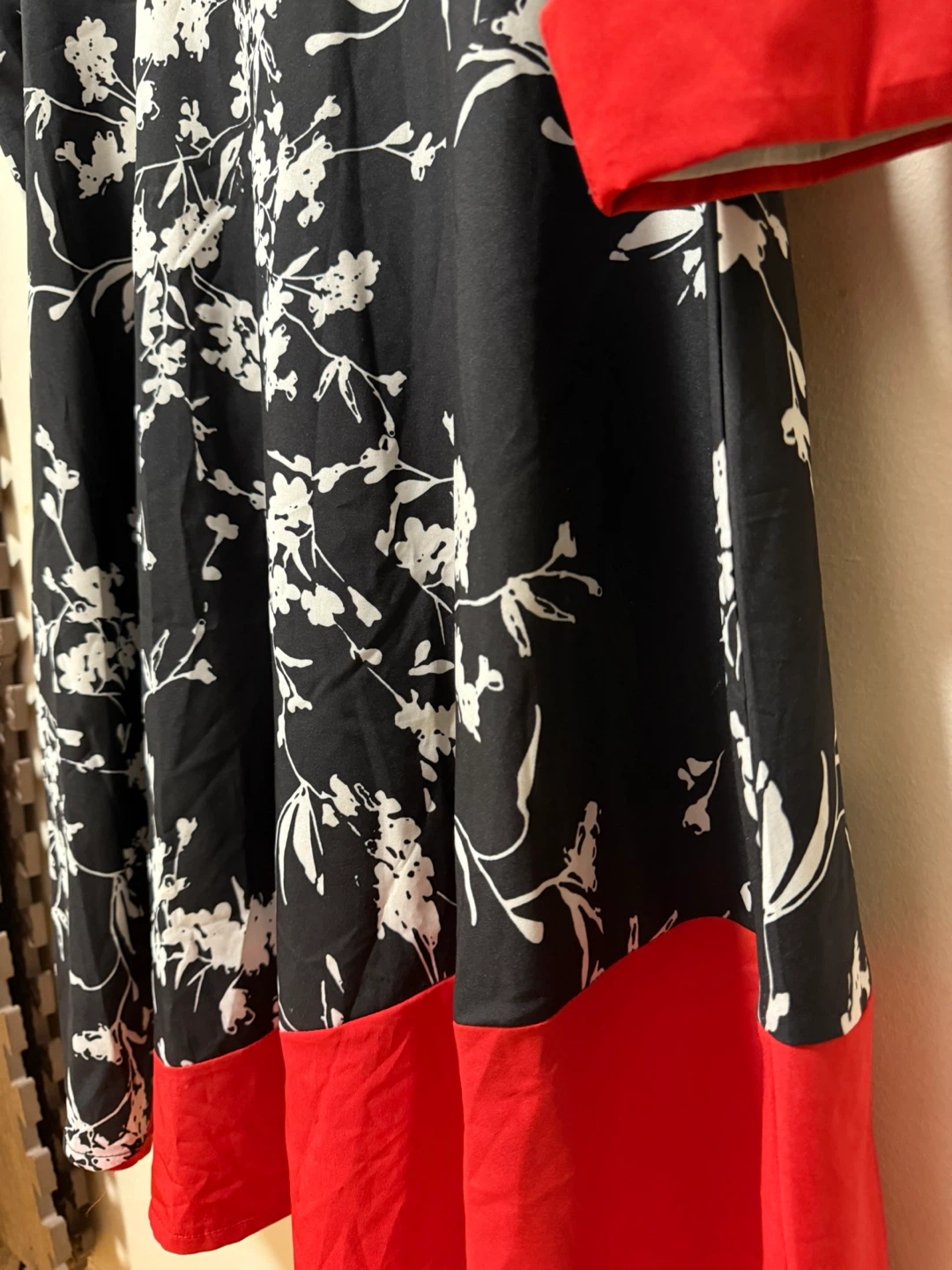 Black Floral Dress with Red Accents - photo 2